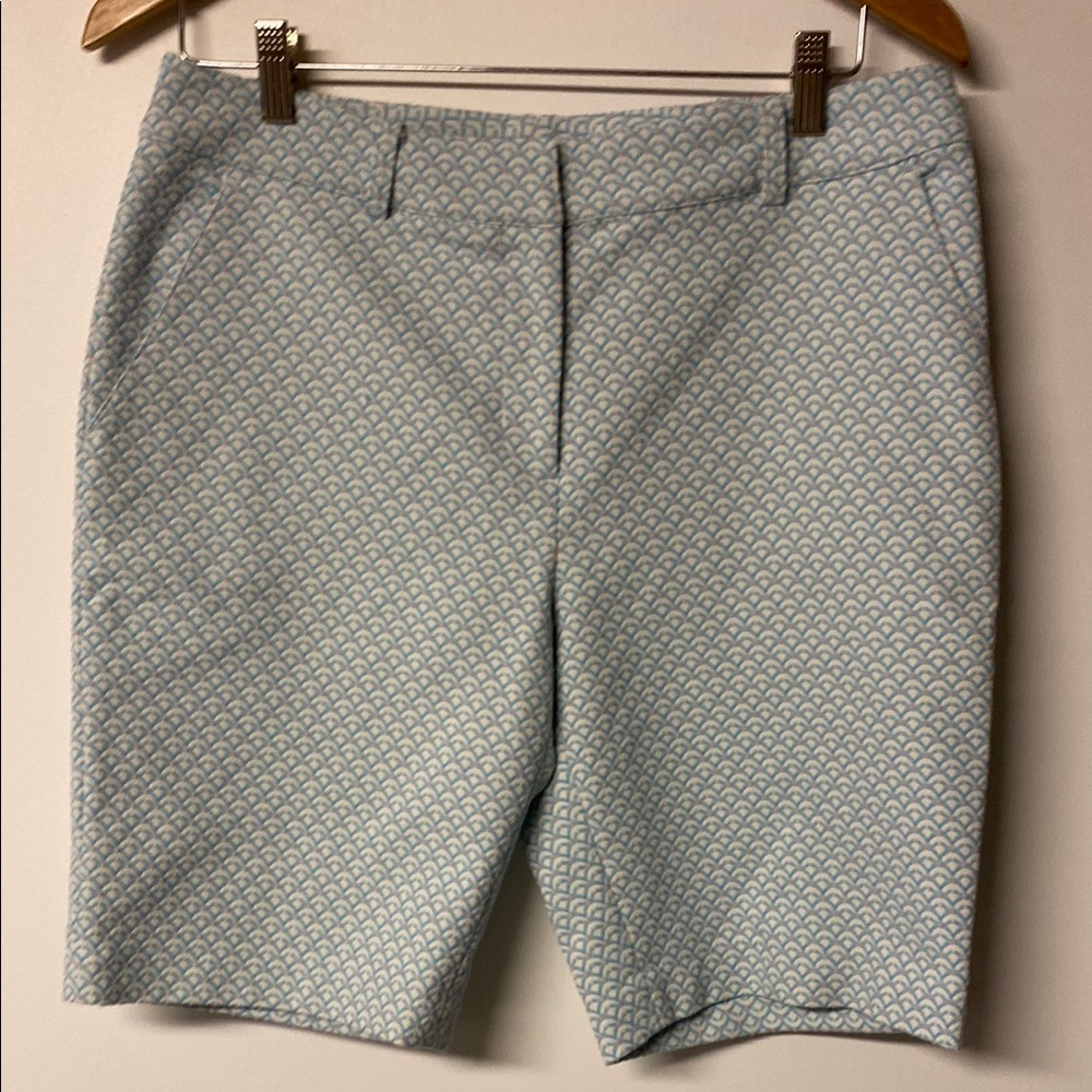 J. McLaughlin Blue Bermuda Shorts Tailored Cotton Blend